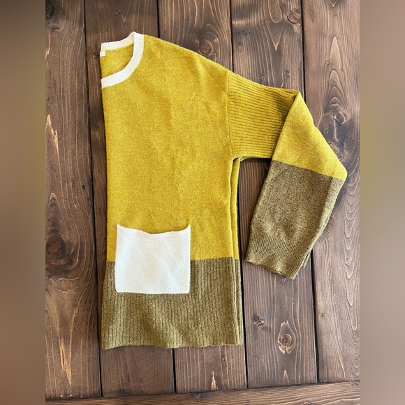 WHITE STUFF UK-HYGGE JUMPER crewneck sweater in olive green/mustard yellow - Picture 3 of 8